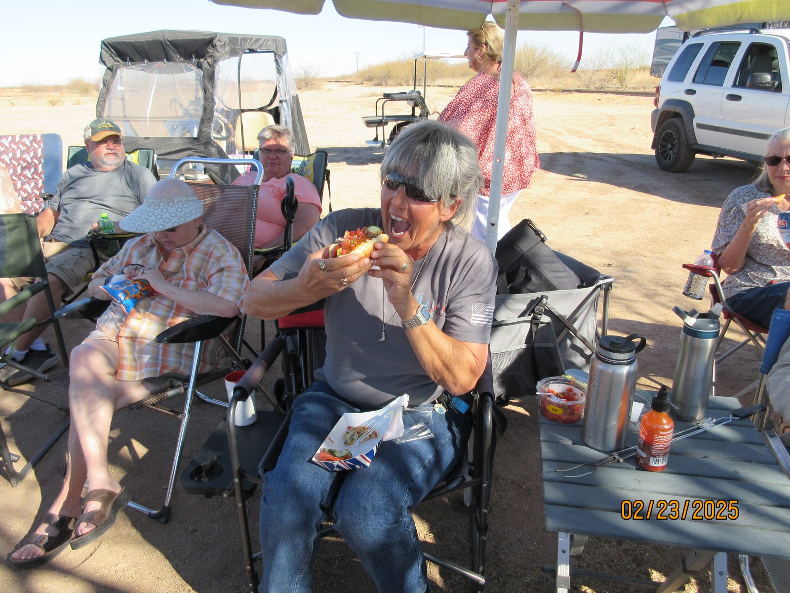 Angela with hot dog