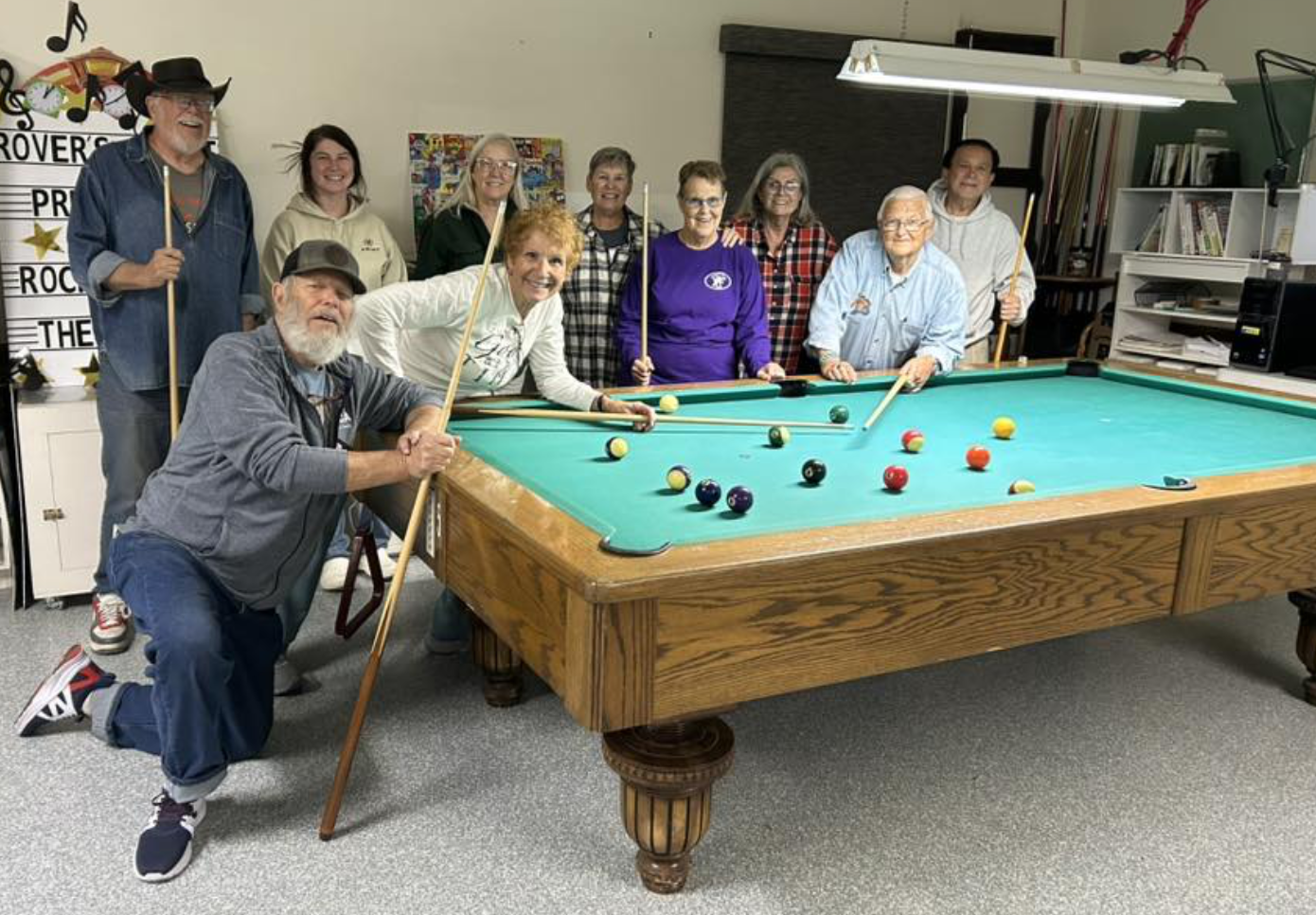 At the pool table